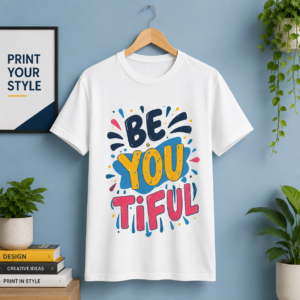 Typography Teal Printed Tshirt